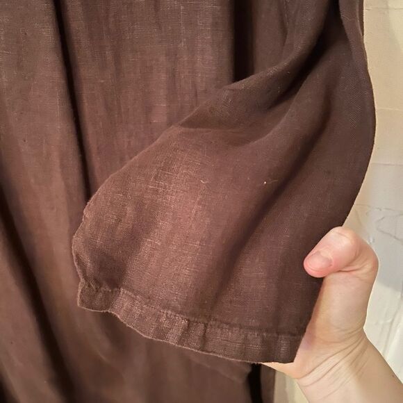 Match Point USA Women’s Size XL Solid Brown 100% Linen Tunic Top Blouse - Picture 7 of 9